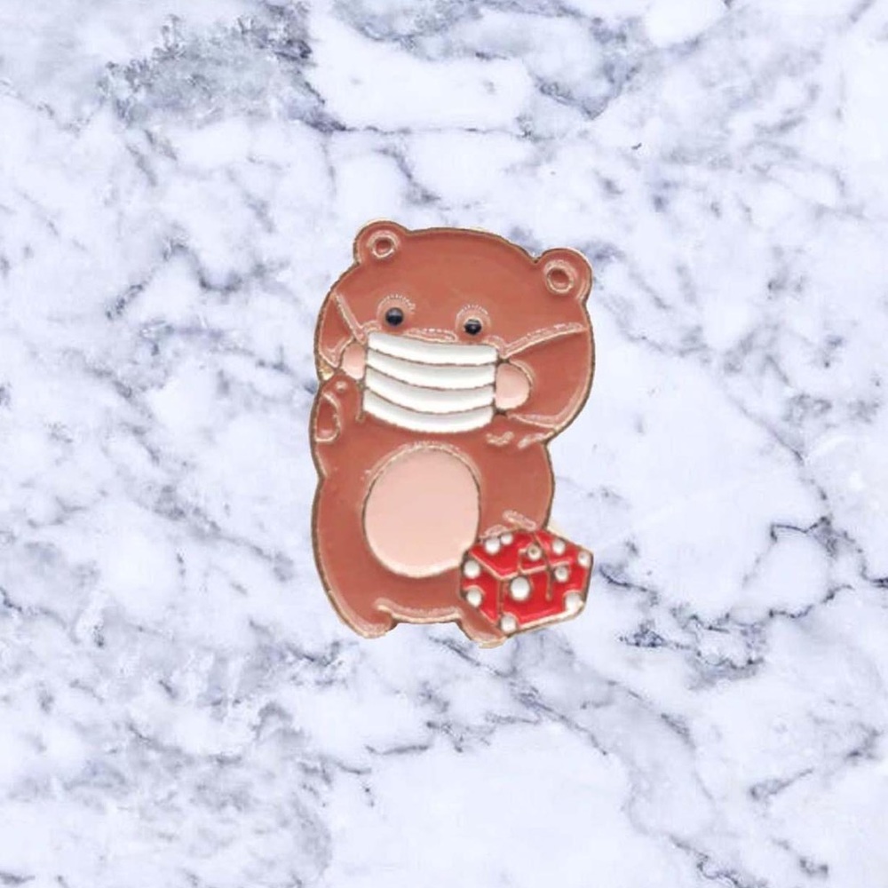 Masked Bear Enamel Pin